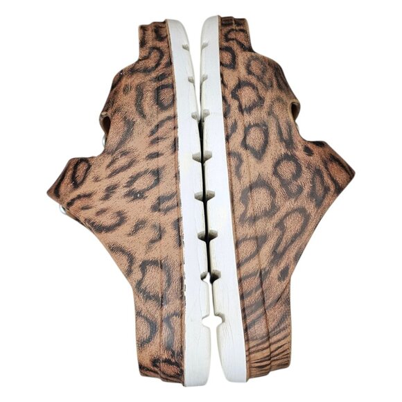 J Slides Womens Baja Platform Chunky Sandals Size 9 Slip On Leopard Print Preppy - Picture 5 of 12